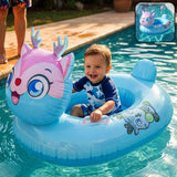 Kids Inflatable Cartoon Animal Swim Ring Pool Float With Safety Handle  1 Pc