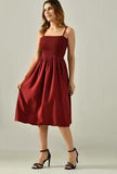Women's Maroon Fit & Flare Sleeveless Dress