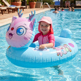 Kids Inflatable Cartoon Animal Swim Ring Pool Float With Safety Handle  1 Pc